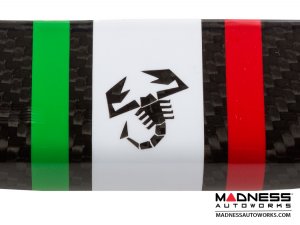 FIAT 500 Front Spoiler - Carbon Fiber - Italian Racing Stripe w/ Black Scorpion